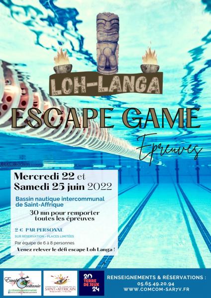22 et 25 juin 2022 : LOH-LANGA, un escape game dans le bassin nautique de Saint-Affrique