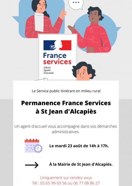 Mardi 23 août : permanence de France Services à St-Jean d'Alcapiès