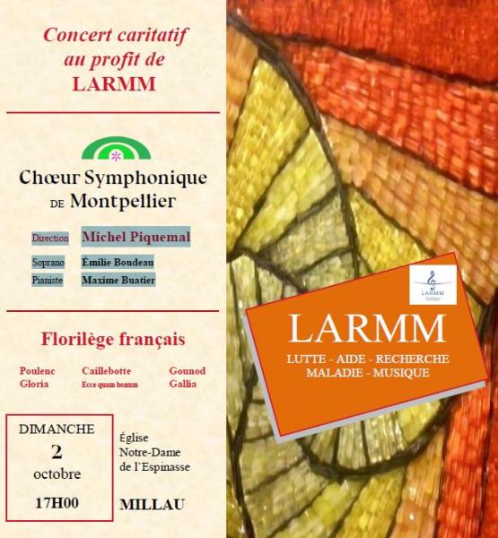 Dimanche 2 octobre 2022 : Concert caritatif au profit de LARMM