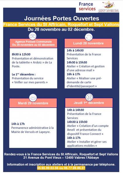 Du 28 novembre au 2 décembre 2022 : portes ouvertes à France Services
