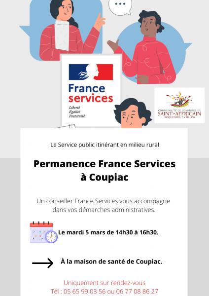 Mardi 5 mars : Permanence France Services à Coupiac
