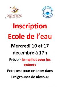 Centre nautique : Tests pour inscrire les enfants à l'école de l'eau