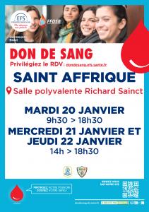Don de sang à SAINT-AFFRIQUE : 1ere collecte de l'année 2026