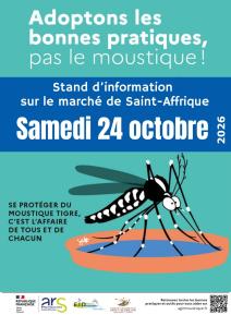 Un stand d'information sur le marché pour se protéger du moustique tigre