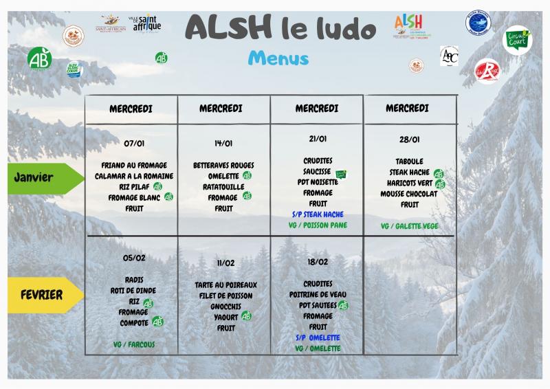 ASLH le Ludo : les menus des mercredis 